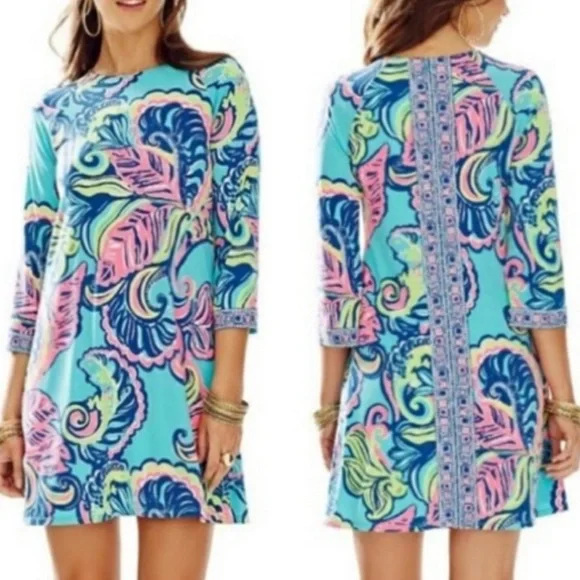 Lilly Pulitzer Bellavista Swing Dress in Sea Blue Private Island Engineered XS - Picture 2 of 10
